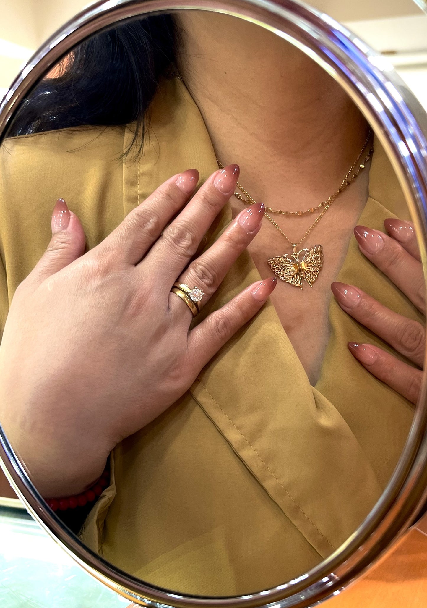 10KT Butterfly Two-tone Gold Necklace