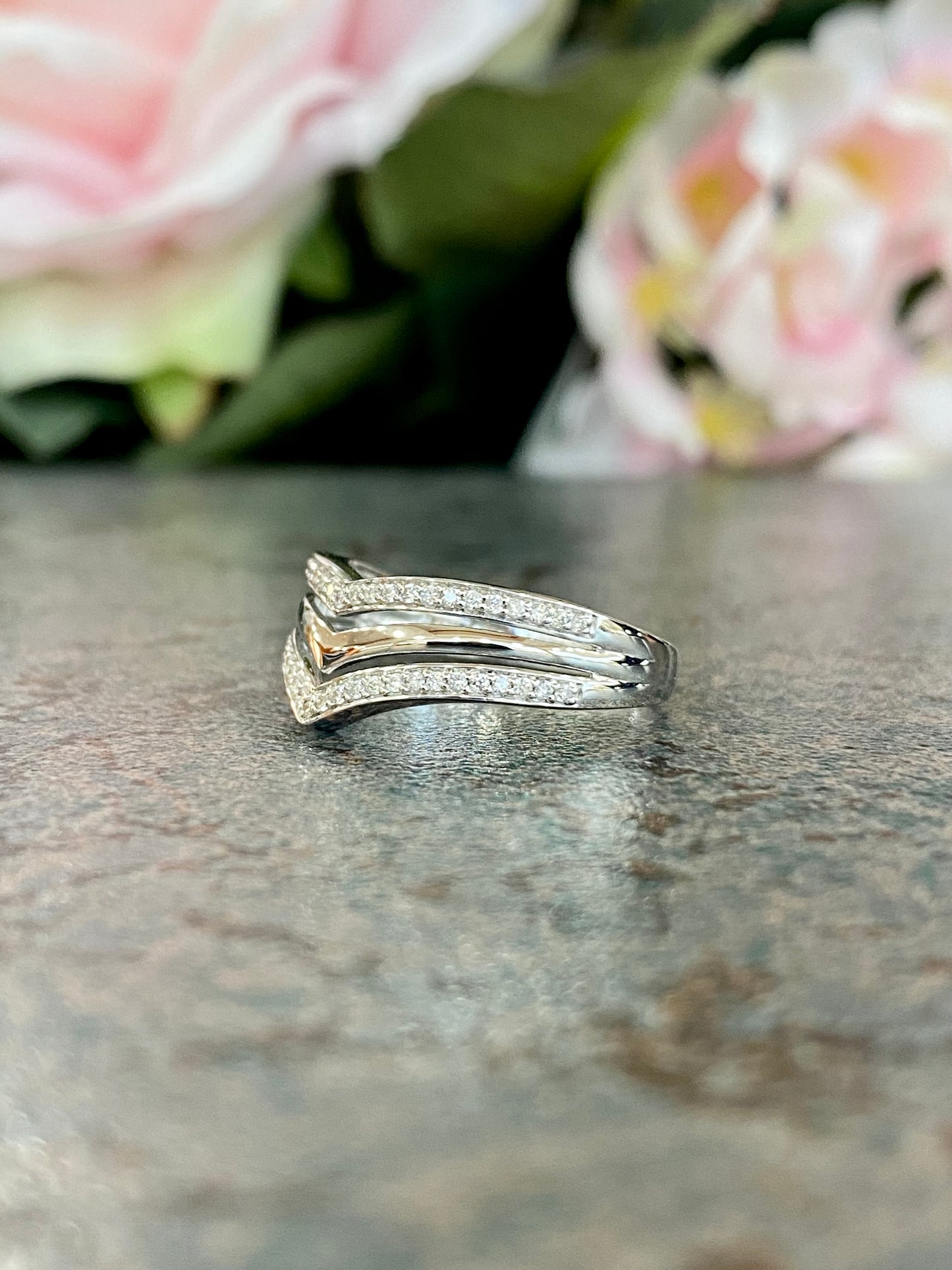 10KT .18ct Multi-Row Diamond Ring