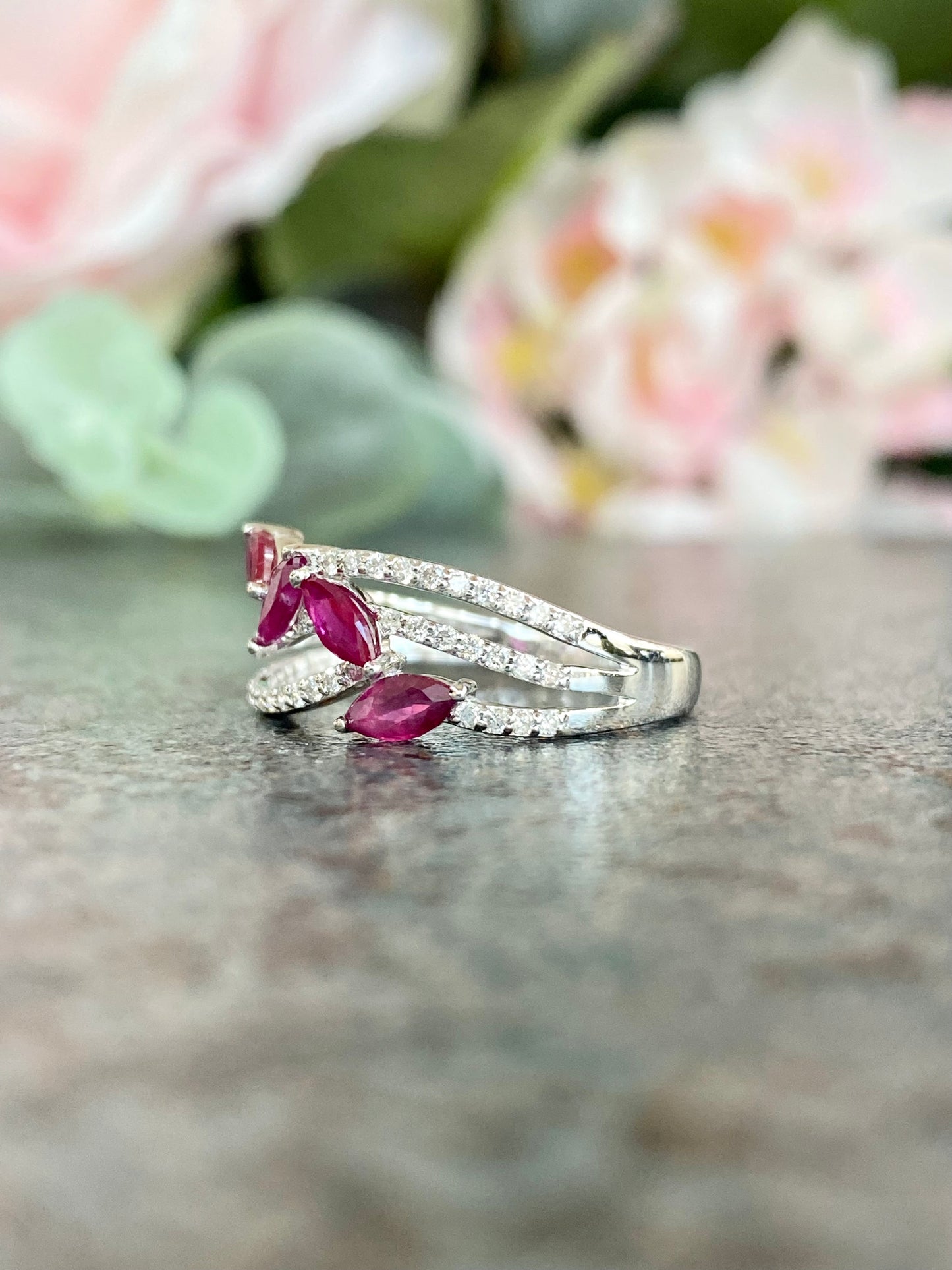 10KT .30ct Diamond and Ruby Gemstone Ring