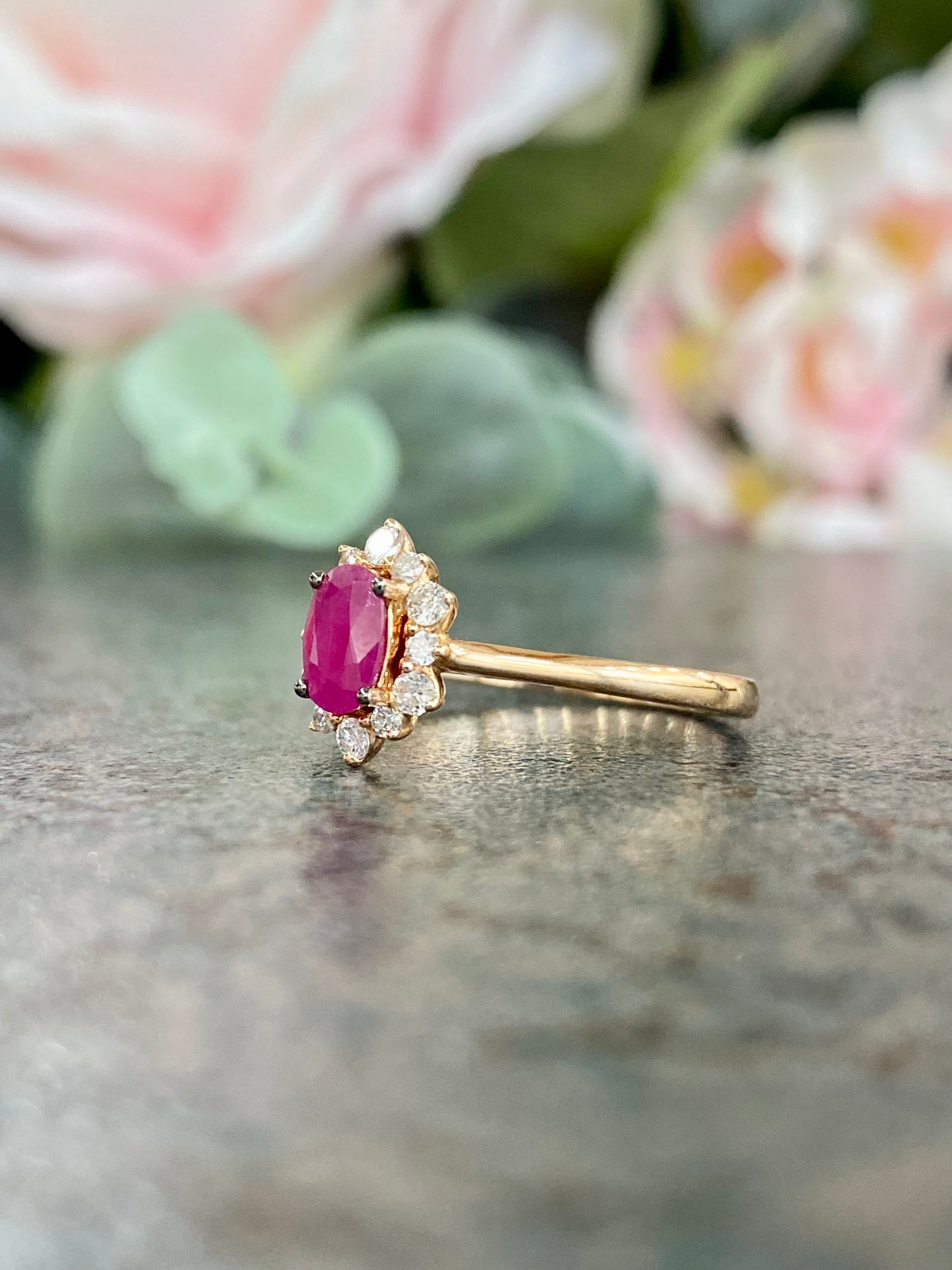 14KT .20ct Diamond and Ruby Gemstone Ring