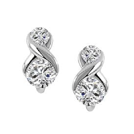 Silver Double CZ Infinity Earrings