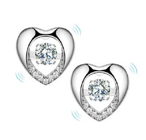 Silver Dancing CZ Heart Earrings