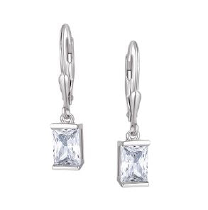 Silver Dangly CZ Earrings