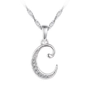 Silver Initial "C" Necklace CZ
