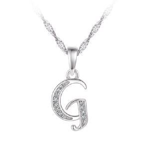Silver Initial "G" Necklace CZ