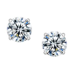 Silver Solitaire Stud Earrings