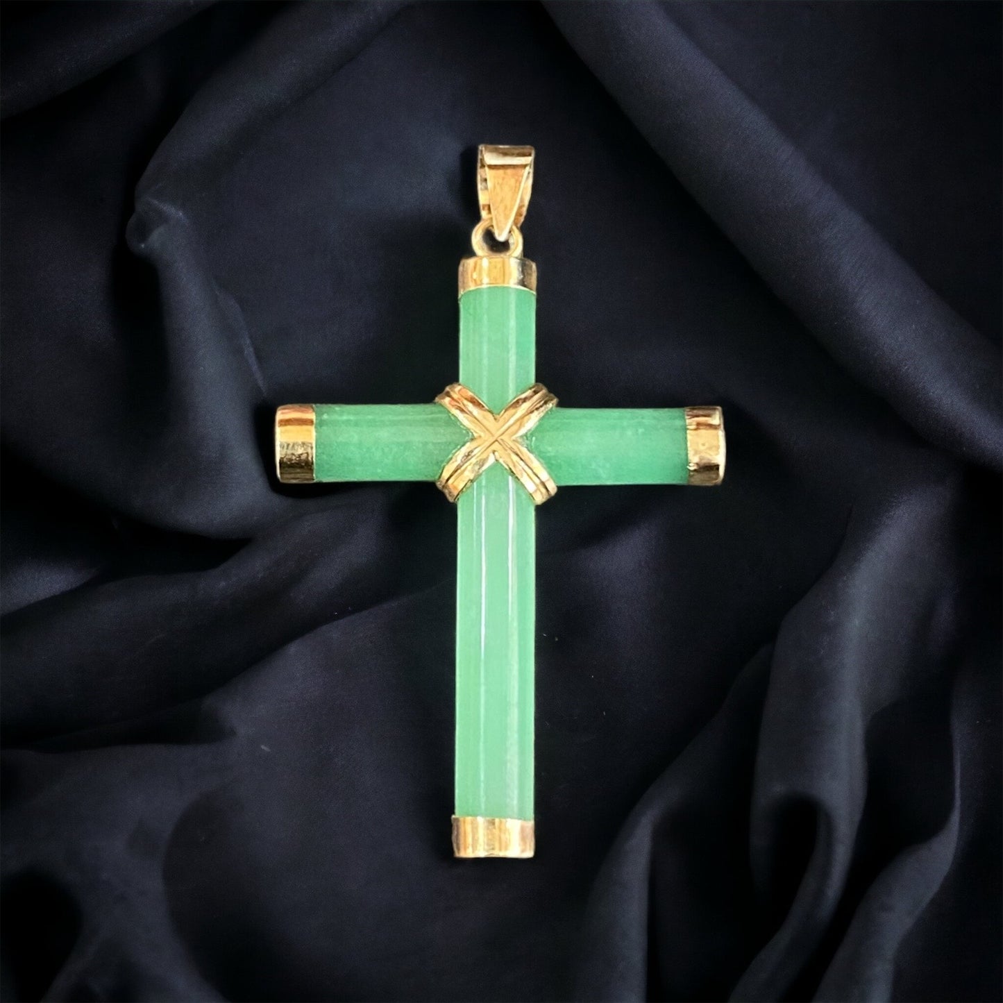 14KT Jade Cross Pendant