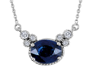 10KT Blue Sapphire and Canadian Diamond Necklace