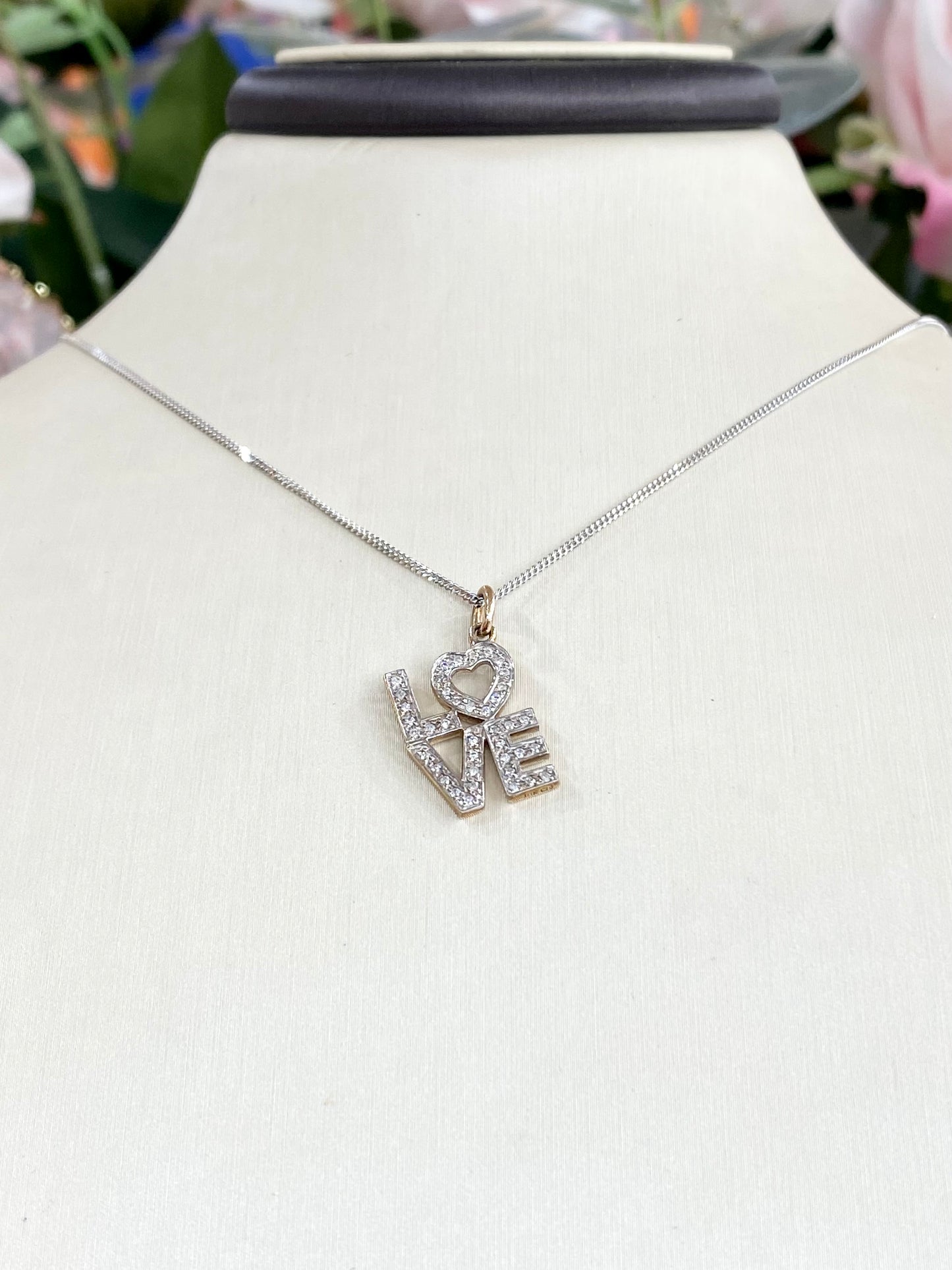 10KT "LOVE" Two-tone .16ct Diamond Necklace