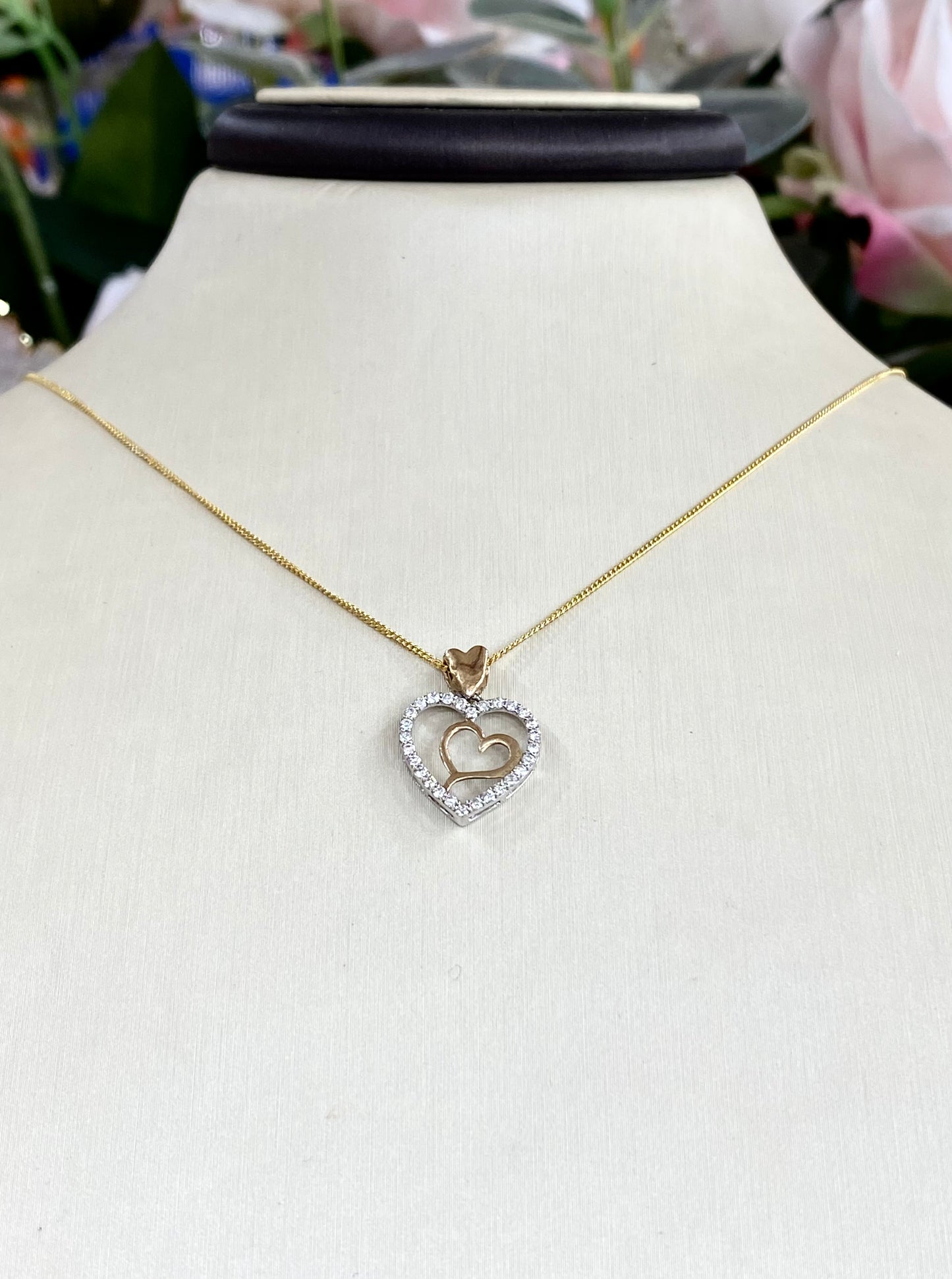 10KT Tri-Heart .18ct Diamond Necklace