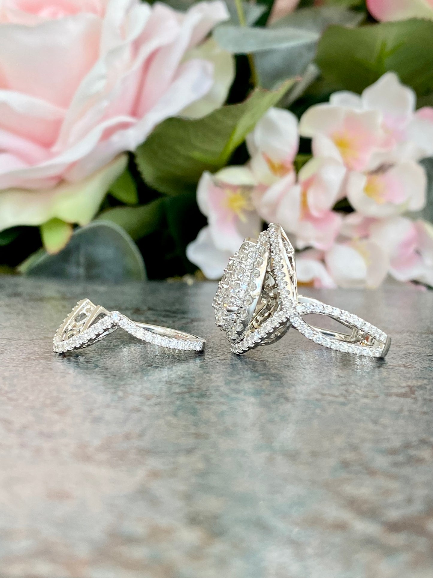 10KT 3.20ct Pear Cluster Engagement Ring