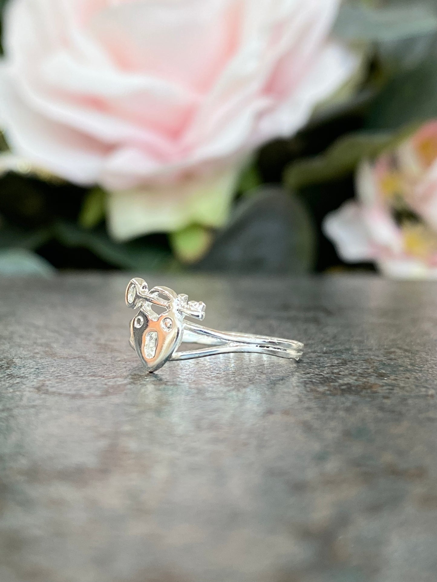 Silver Lock & Key Ladies Ring