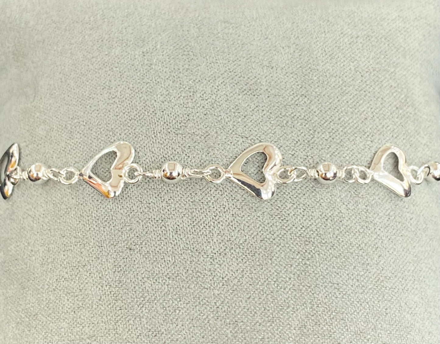 Silver Heart Station Bracelet