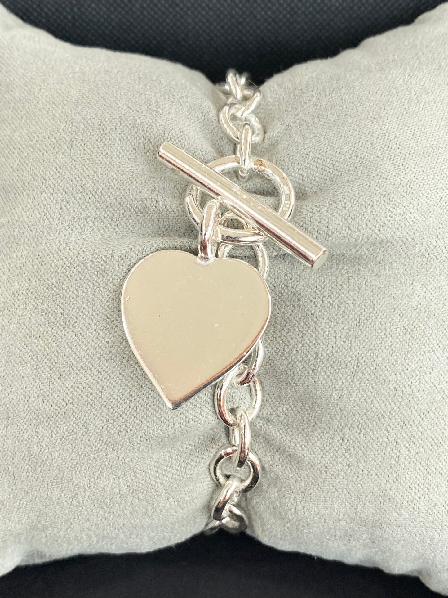Silver Ladies Engraveable Heart Bracelet
