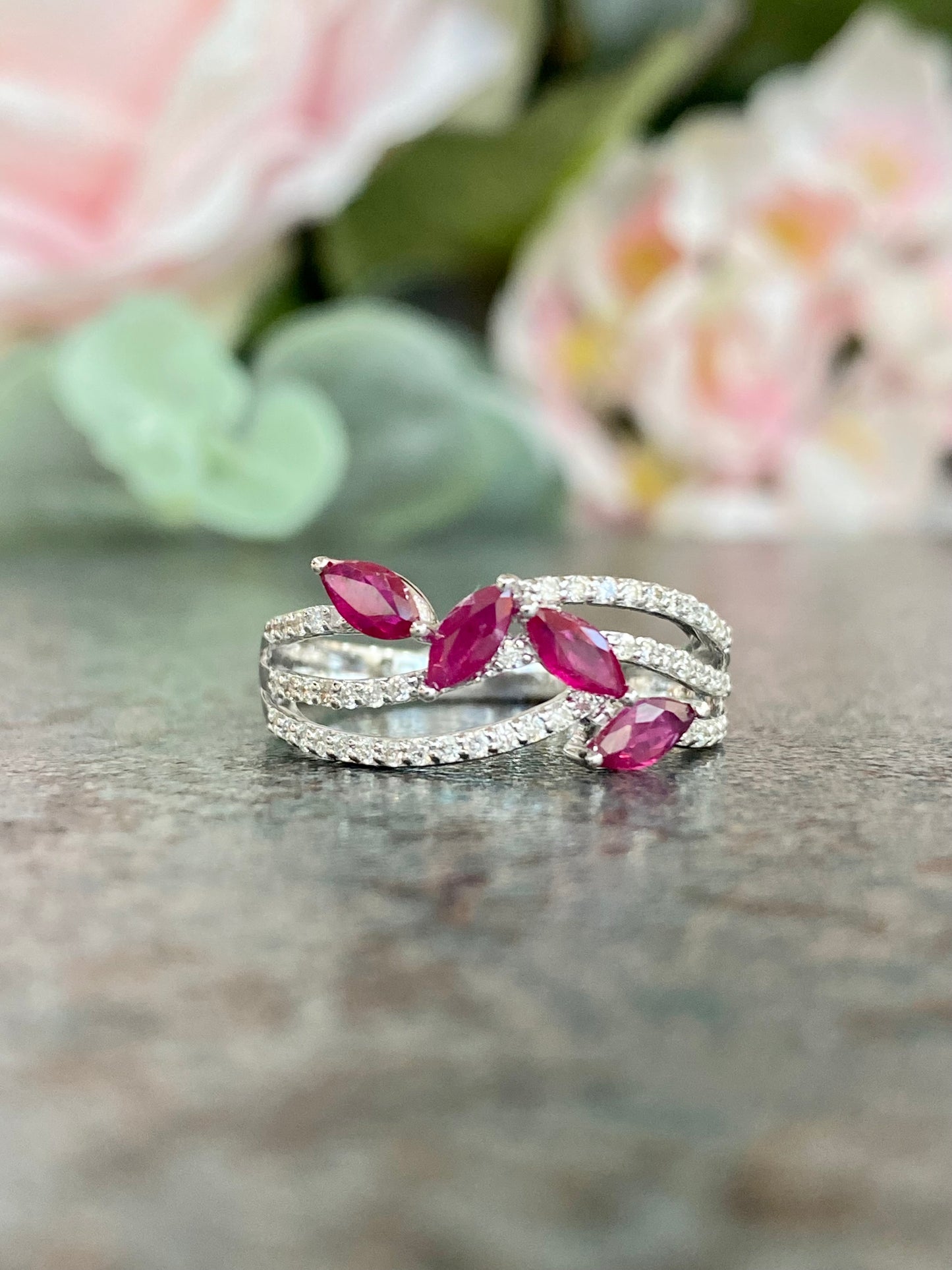 10KT .30ct Diamond and Ruby Gemstone Ring