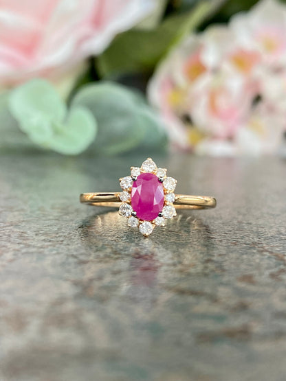 14KT .20ct Diamond and Ruby Gemstone Ring