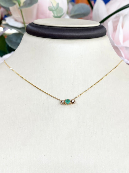 10KT Emerald and Diamond Necklace