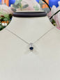 14KT .26ct Diamond and Blue Sapphire Gemstone Necklace
