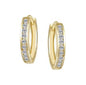Silver CZ Hoop Earrings - Yellow Tone