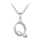 Silver Initial "Q" Necklace CZ