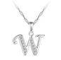 Silver Initial "W" Necklace CZ