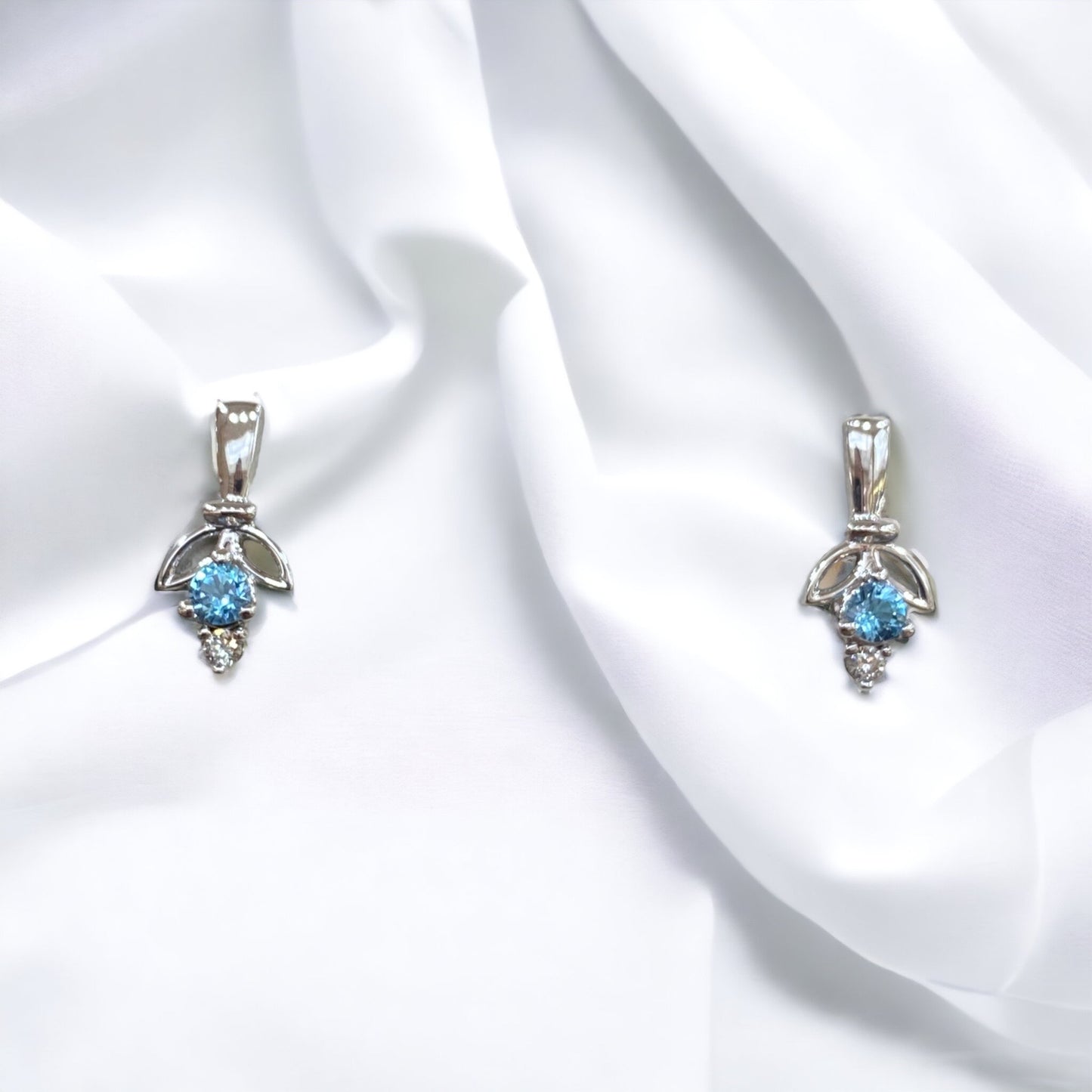 10KT Blue Topaz and Diamond Gemstone Earrings