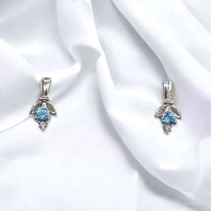 10KT Blue Topaz and Diamond Gemstone Earrings