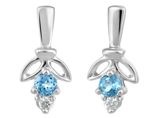 10KT Blue Topaz and Diamond Gemstone Earrings