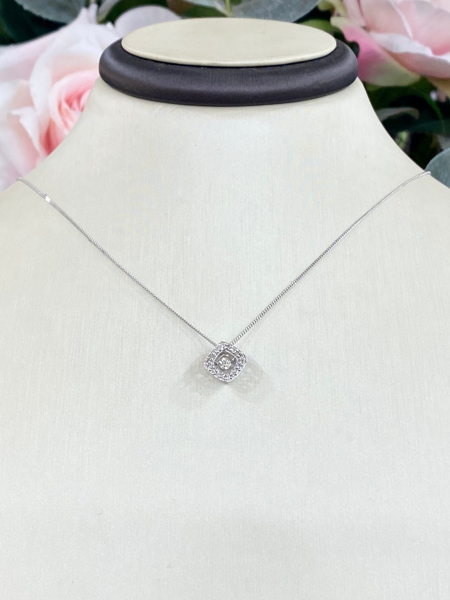 Love in Motion .06ct Dancing Canadian Diamond Necklace