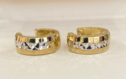 10KT Two Tone D-cut Huggies