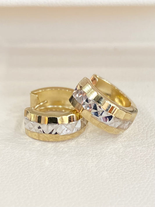 10KT Two Tone D-cut Huggies