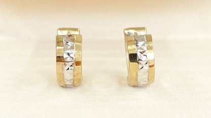 10KT Two Tone D-cut Huggies