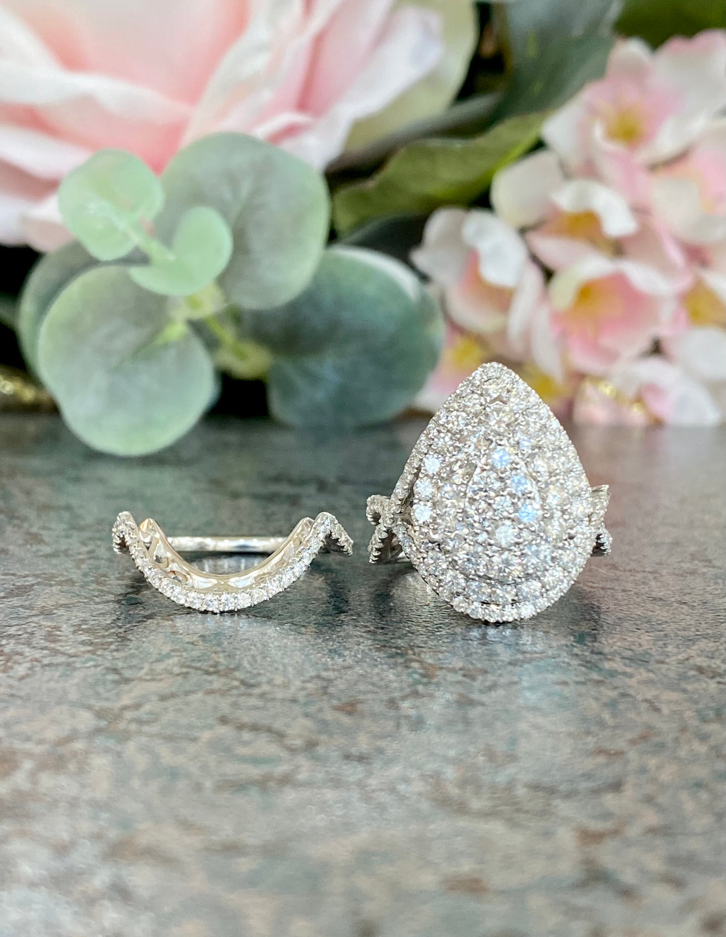 10KT 3.20ct Pear Cluster Engagement Ring