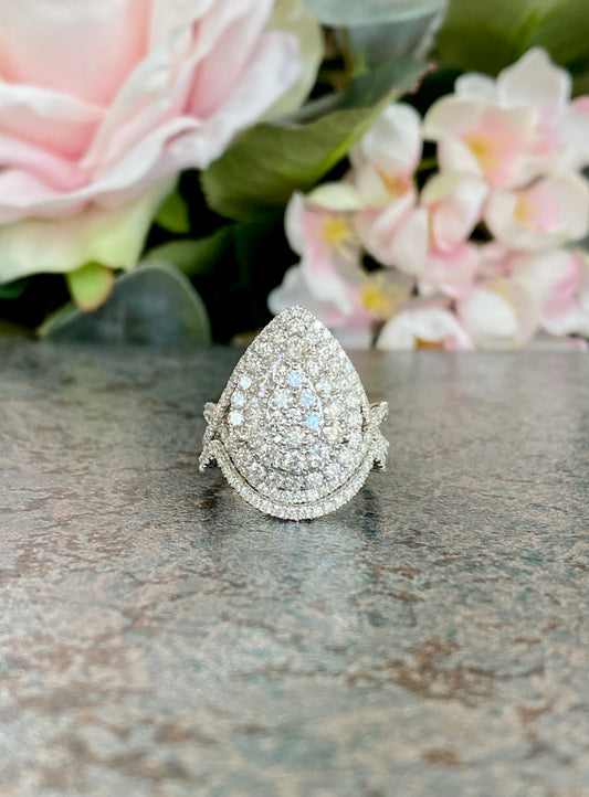10KT 3.20ct Pear Cluster Engagement Ring