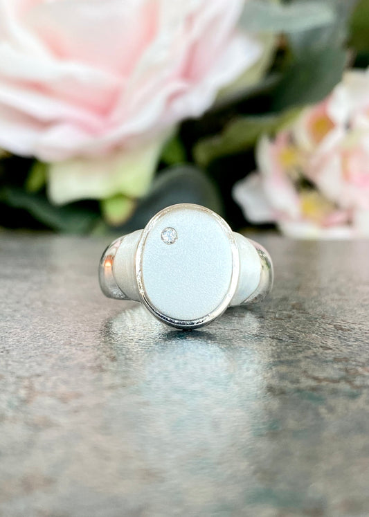 Men's Silver Signet Ring CZ