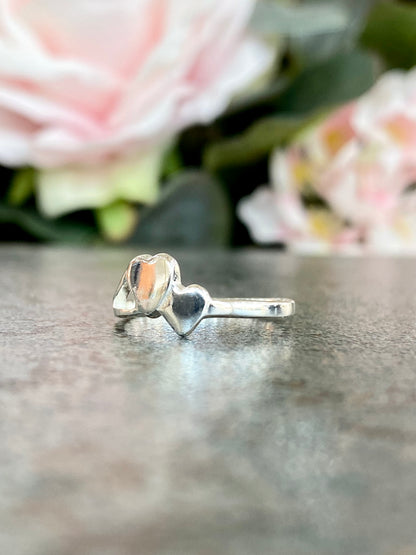 Silver Two Hearts Ladies Ring