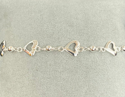 Silver Heart Station Bracelet