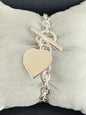 Silver Ladies Engraveable Heart Bracelet