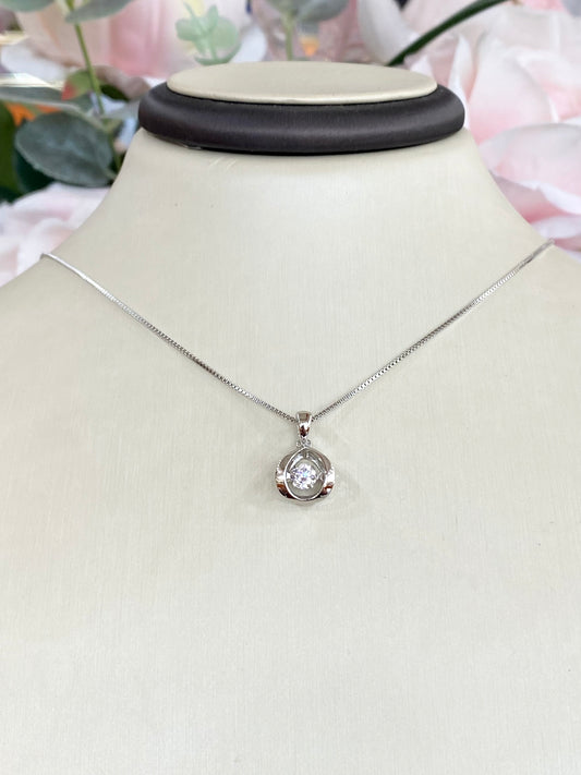 Silver Dancing CZ Teardrop Necklace