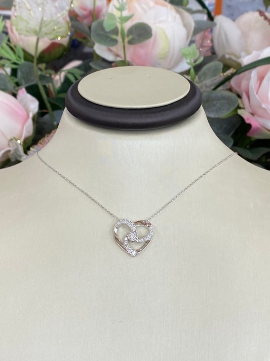 14KT White Gold Heart .31ct Diamond Necklace
