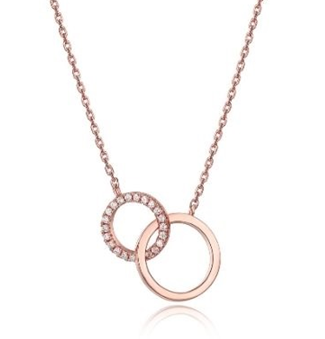Silver Rose Gold Plated CZ Bond Necklace